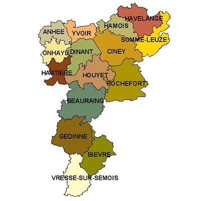Carte arrondissement de Dinant