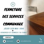 Fermeture services communaux – 1, 2 & 3 mai