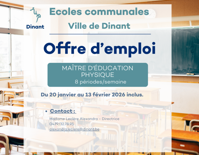 Offre d’emploi – Ecoles Communales Dinant