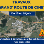 Travaux – Grand&rsquo;route Ciney – 15 au 19 juin